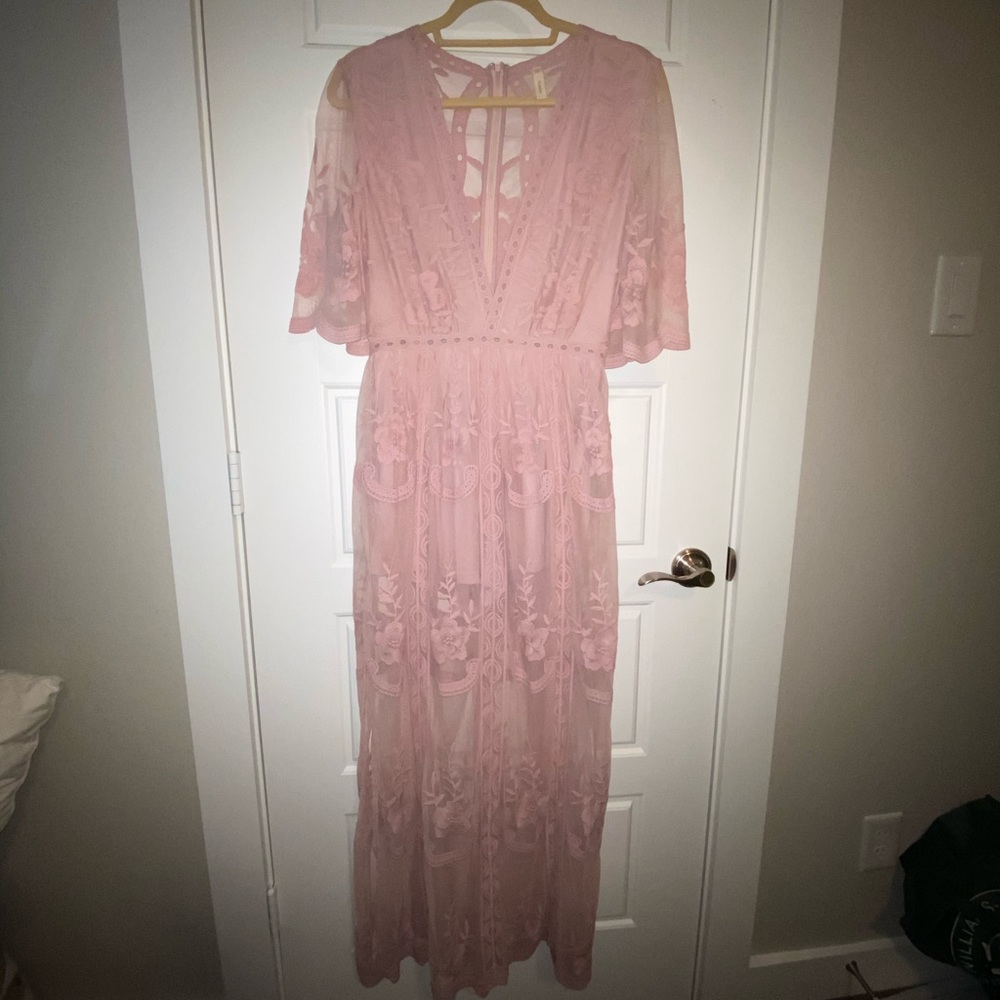 Mauve lace maxi dress
